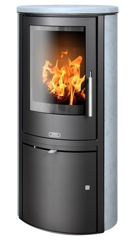 Печь-камин ABX Reno panorama, черная сталь, тальк с верх. плитой в Хабаровске